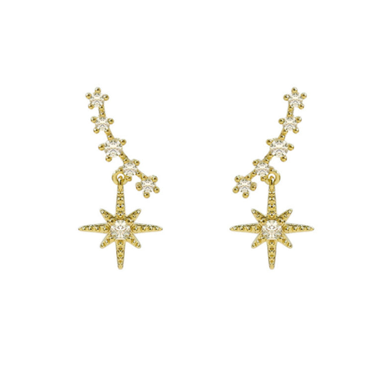 Six-pointed Star Female Cold Wind Graceful Earrings