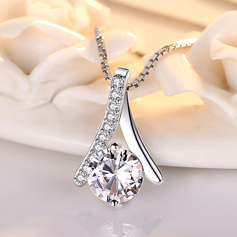 Herringbone Pendant Fashion Inlaid Zircon Ornament Necklaces