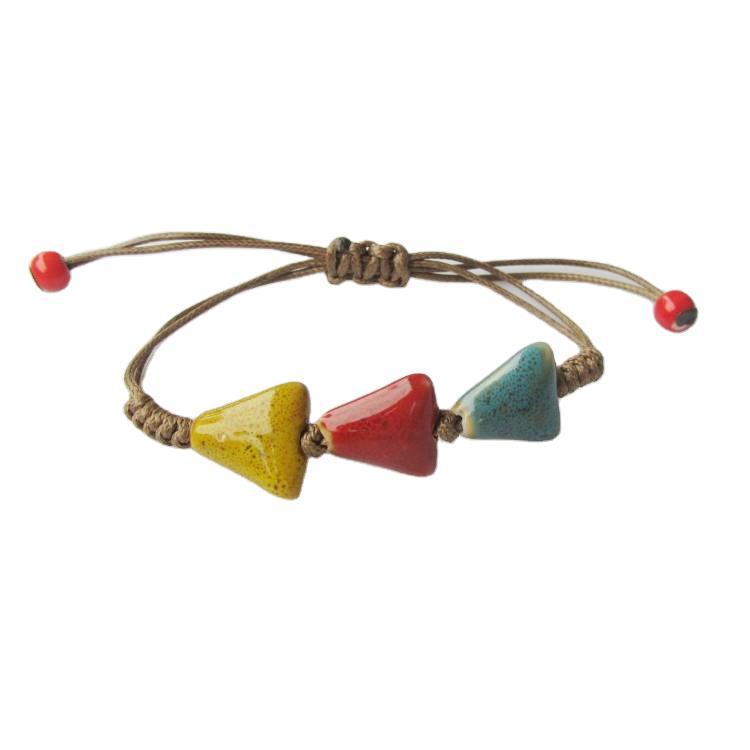 Women's Hand-woven Peach Heart Flower Glaze Simple Ethnic Style Stall Bracelets