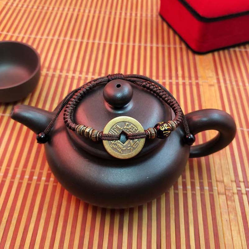 Bronze Dynasty Five Coins Life Money Drawing Luck Changing Ethnic Bracelet