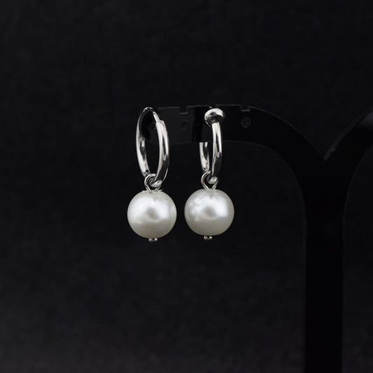 Boucles d'oreilles en acier inoxydable pour femmes et hommes et perles de verre