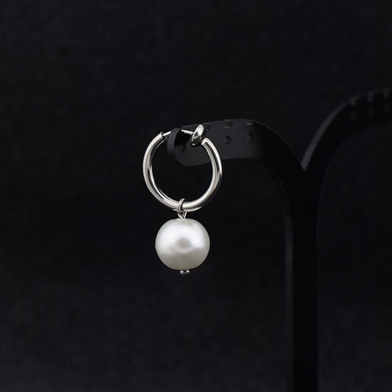 Women's & Men's & Glass Pearl Stainless Steel Ear Earrings