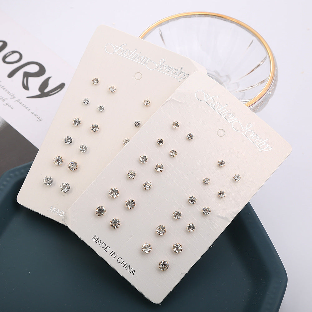 Earings Gold Sier Six Claw Big Diamond Small Stud Earrings