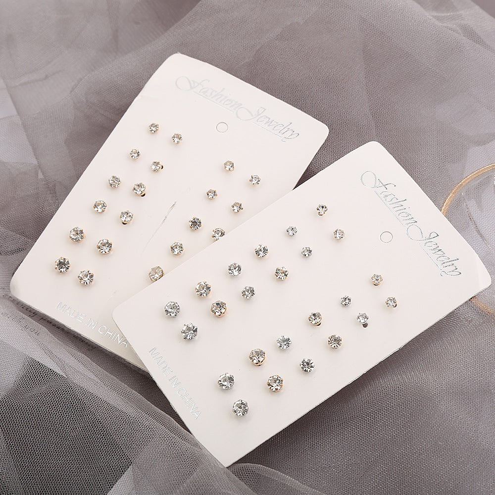 Earings Gold Sier Six Claw Big Diamond Small Stud Earrings