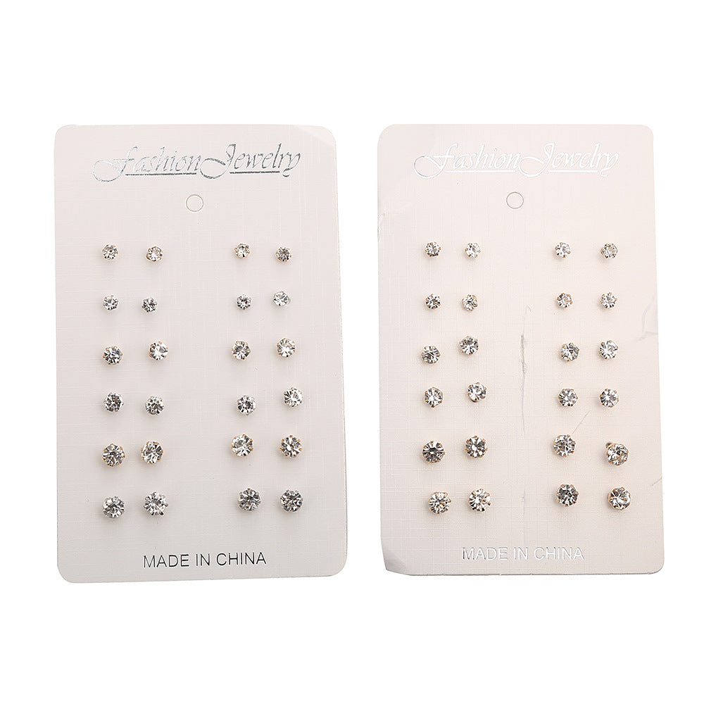 Earings Gold Sier Six Claw Big Diamond Small Stud Earrings