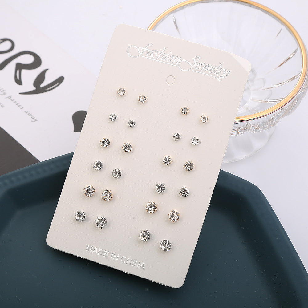 Earings Gold Sier Six Claw Big Diamond Small Stud Earrings