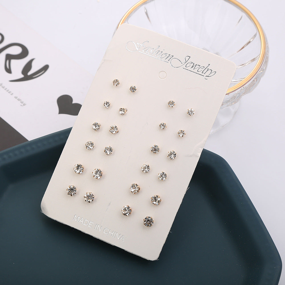 Earings Gold Sier Six Claw Big Diamond Small Stud Earrings