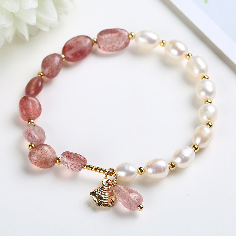 Natural Freshwater Pearl Crystal Design Korean Bracelets