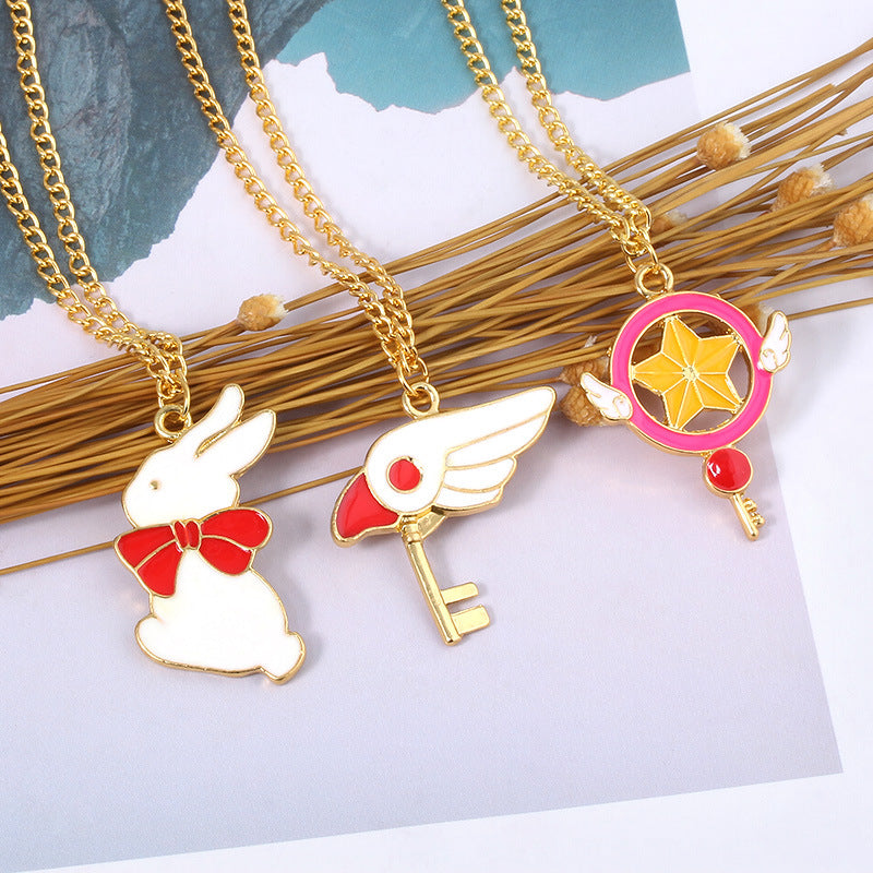 Anime Peripheral Magic Card Cherry Stick Cute Necklaces