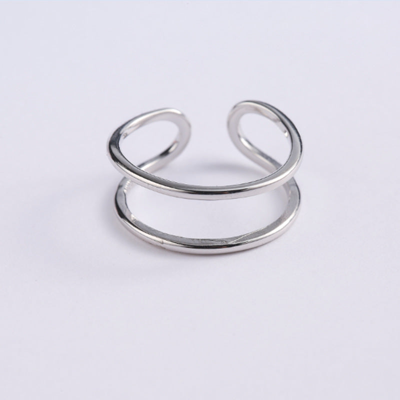 Women's Korean Style Sier Simple Opening Line Plain Personality Stylish Rings