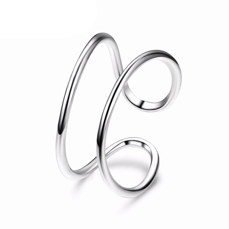 Women's Korean Style Sier Simple Opening Line Plain Personality Stylish Rings