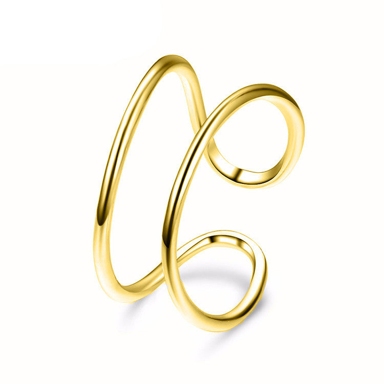 Women's Korean Style Sier Simple Opening Line Plain Personality Stylish Rings