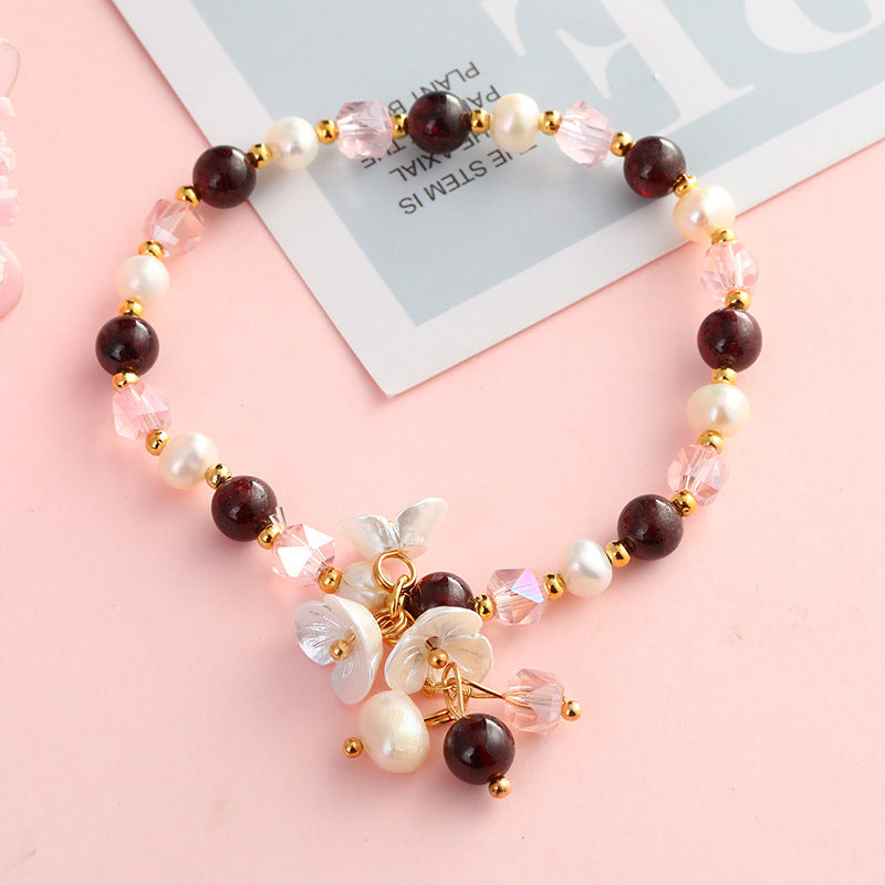 Natural Freshwater Pearl Crystal Design Korean Bracelets