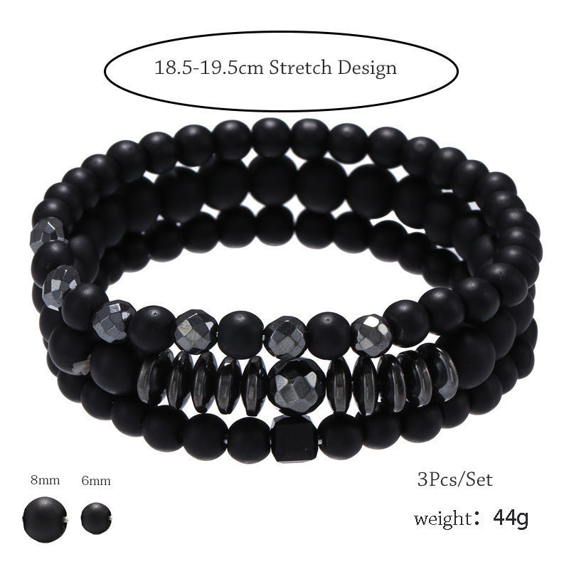 Bracelets géométriques simples d'espacement d'ovni givré noir pour hommes