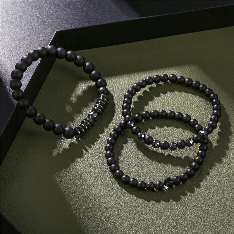 Men's Simple Black Frosted Ufo Spacer Geometric Bracelets