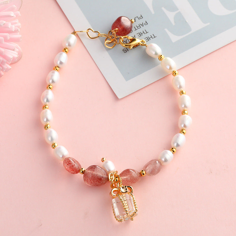 Natural Freshwater Pearl Crystal Design Korean Bracelets