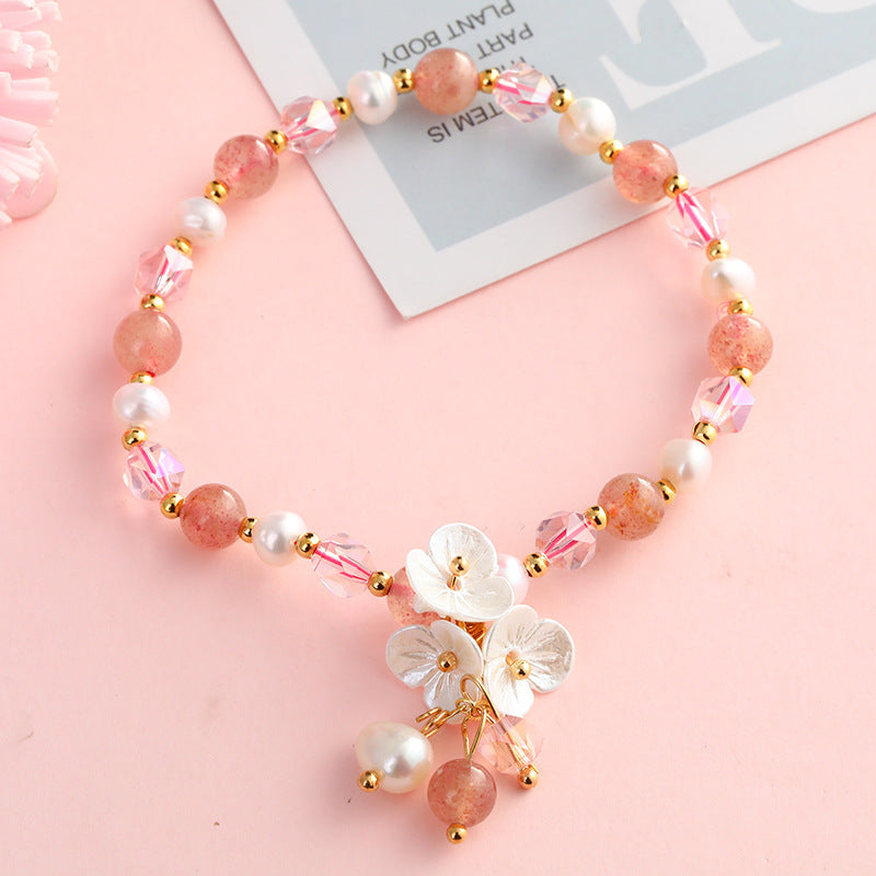 Natural Freshwater Pearl Crystal Design Korean Bracelets