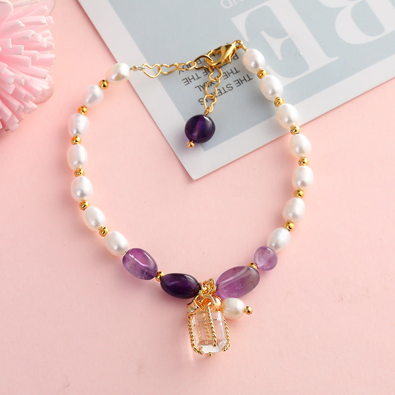 Natural Freshwater Pearl Crystal Design Korean Bracelets