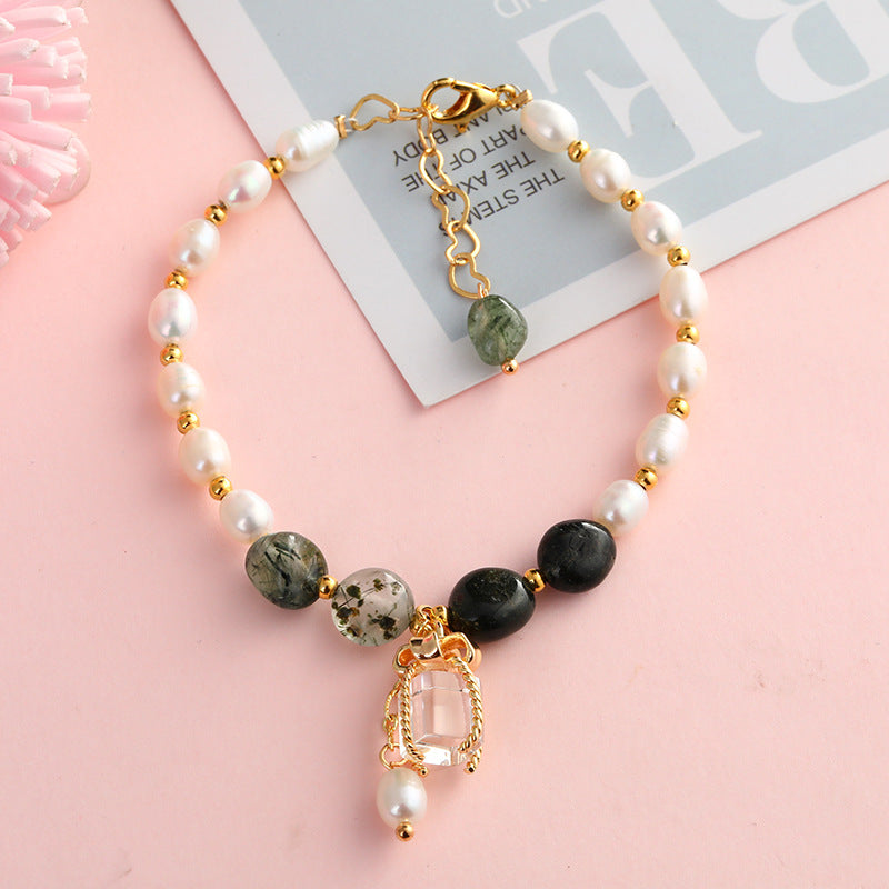 Natural Freshwater Pearl Crystal Design Korean Bracelets