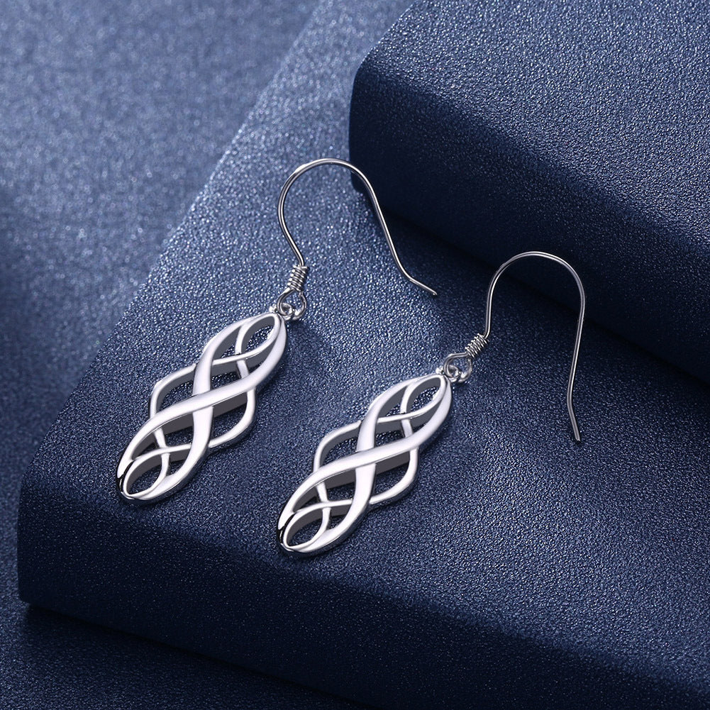 Women's Sier Plated Twisted Geometric Shape Ear Earrings