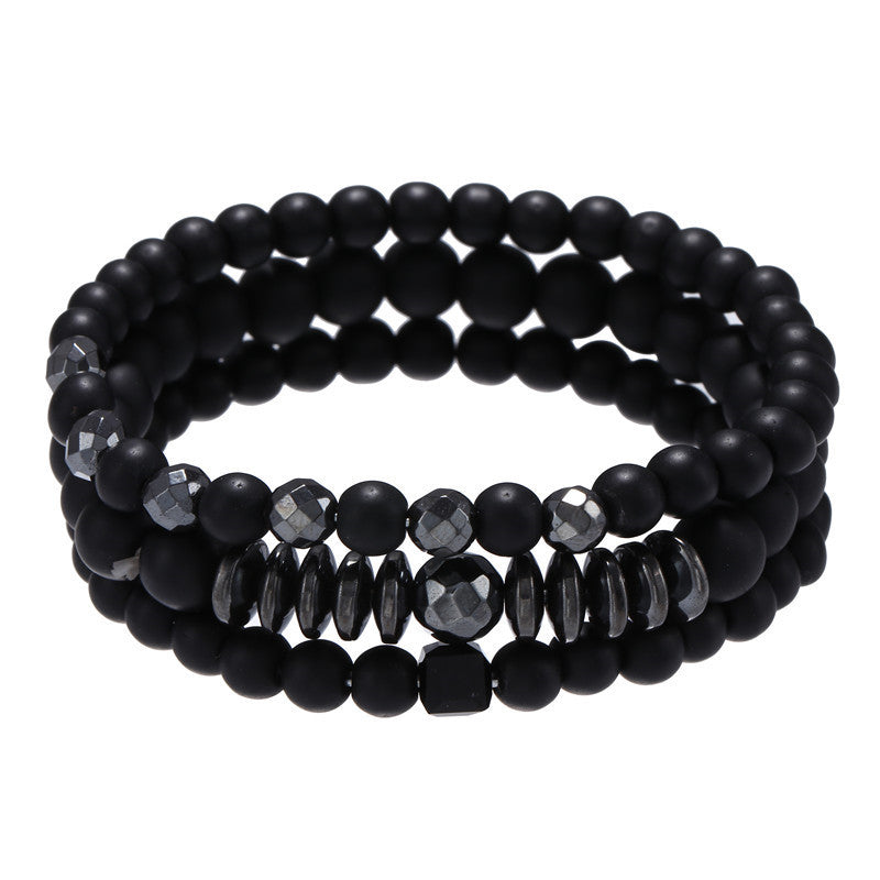 Men's Simple Black Frosted Ufo Spacer Geometric Bracelets