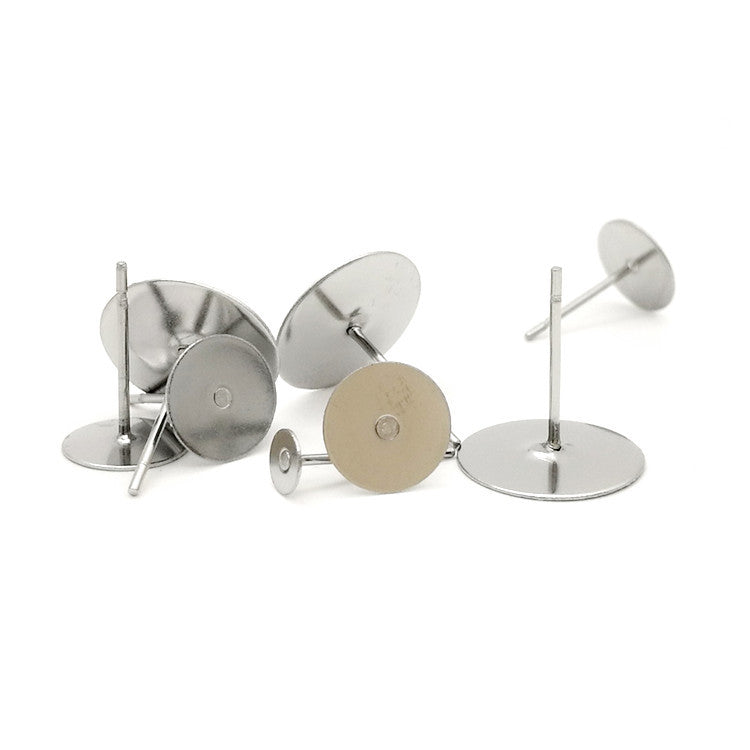 Stainless Steel Flat Head Piece Auricular Needle Titanium Ear Stud Earrings