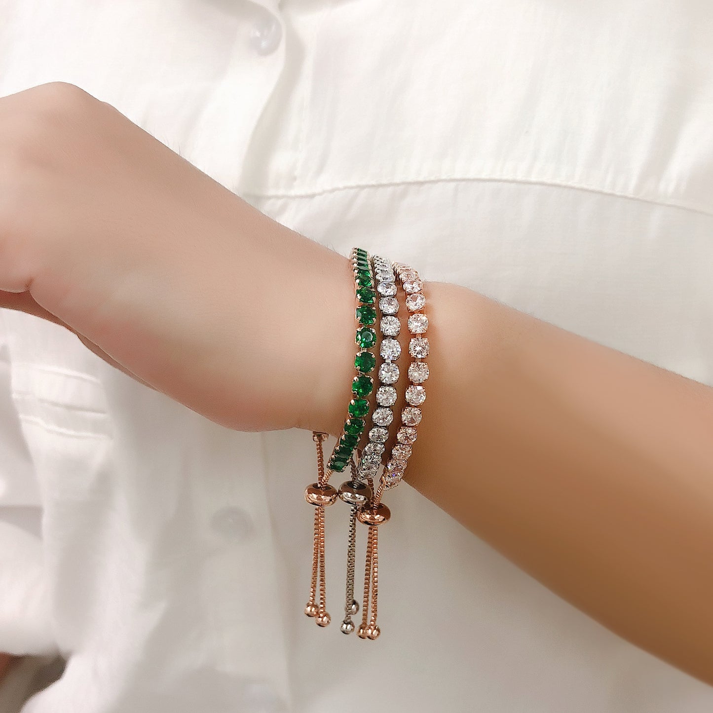 Unique Women's Single-row Diamond Adjustable Crystal Bracelet
