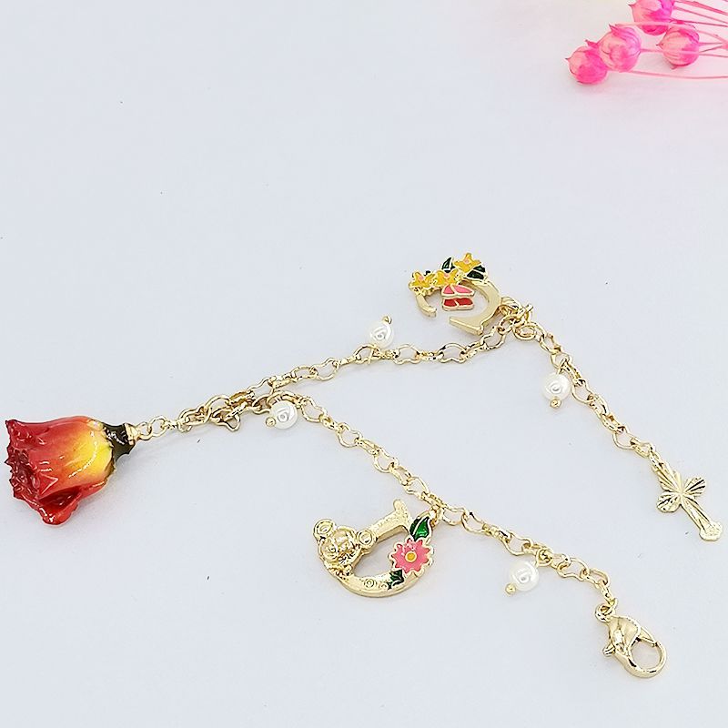 Real Flower Preserved Fresh Cartoon Painted Bracelet