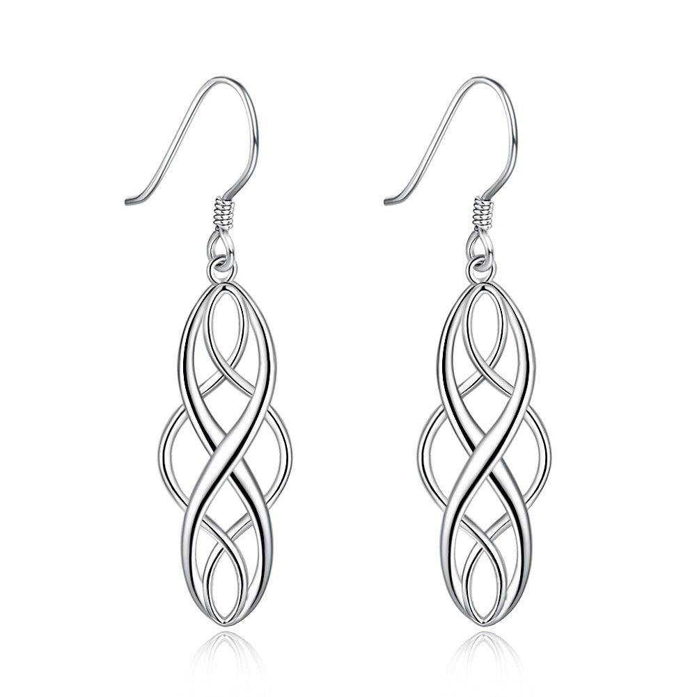 Women's Sier Plated Twisted Geometric Shape Ear Earrings