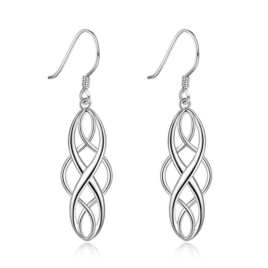 Women's Sier Plated Twisted Geometric Shape Ear Earrings