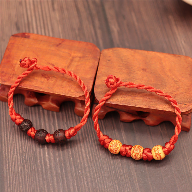 Bracelets à cordon de poignet à breloques pour femmes et hommes et bracelets à corde rouge de type épais simple