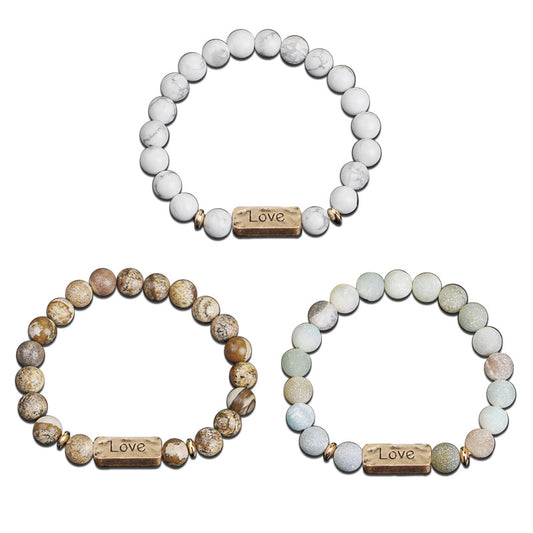 European Fashion Natural Stone Volcanic Tag Bracelets