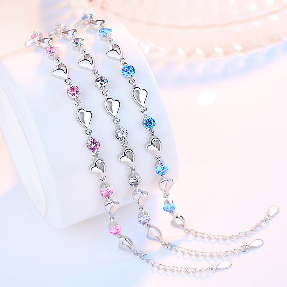 Jewelry Blue Heart Female Hollow Shape Bracelets