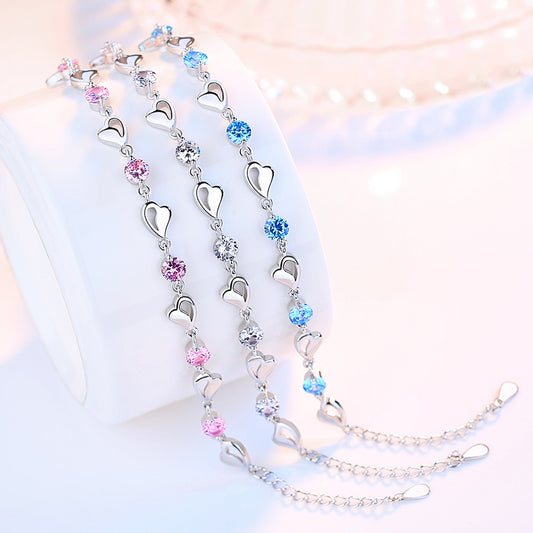 Jewelry Blue Heart Female Hollow Shape Bracelets