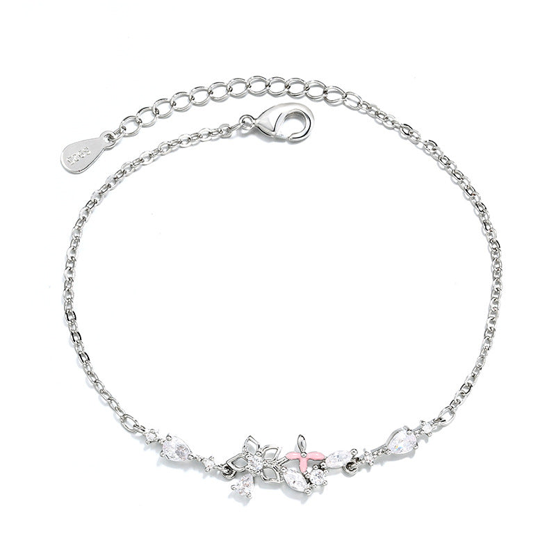 Simple Sweet Fresh Leaf Shaped Girlfriends Pink Bracelets