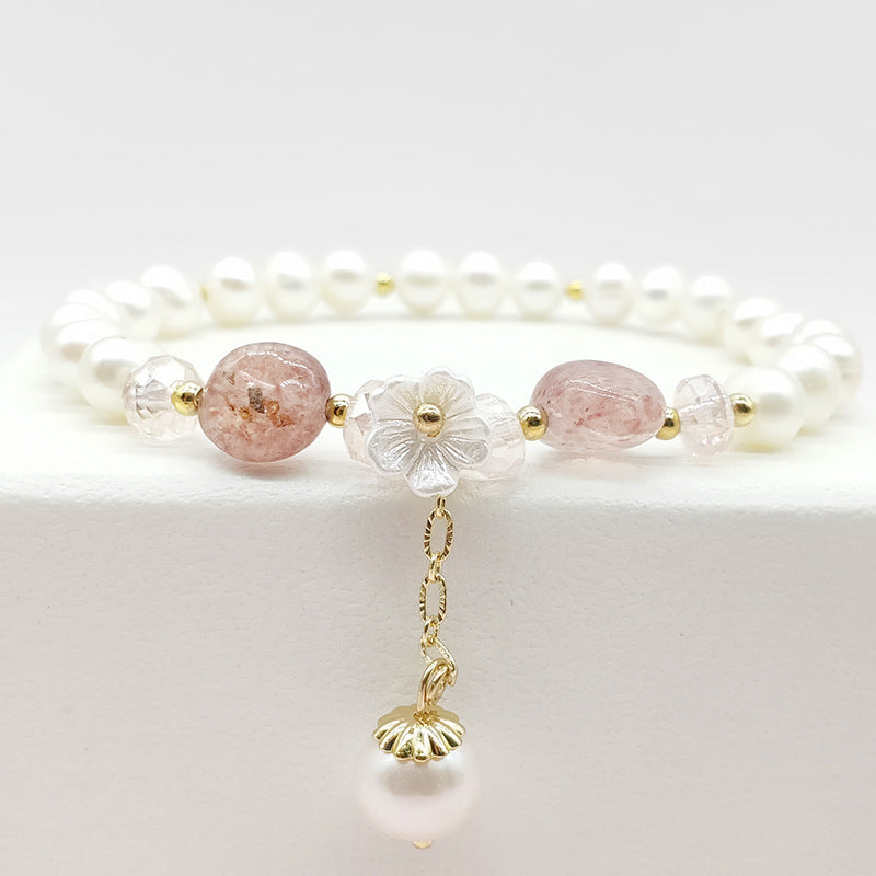 Natural Freshwater Pearl Crystal Design Korean Bracelets