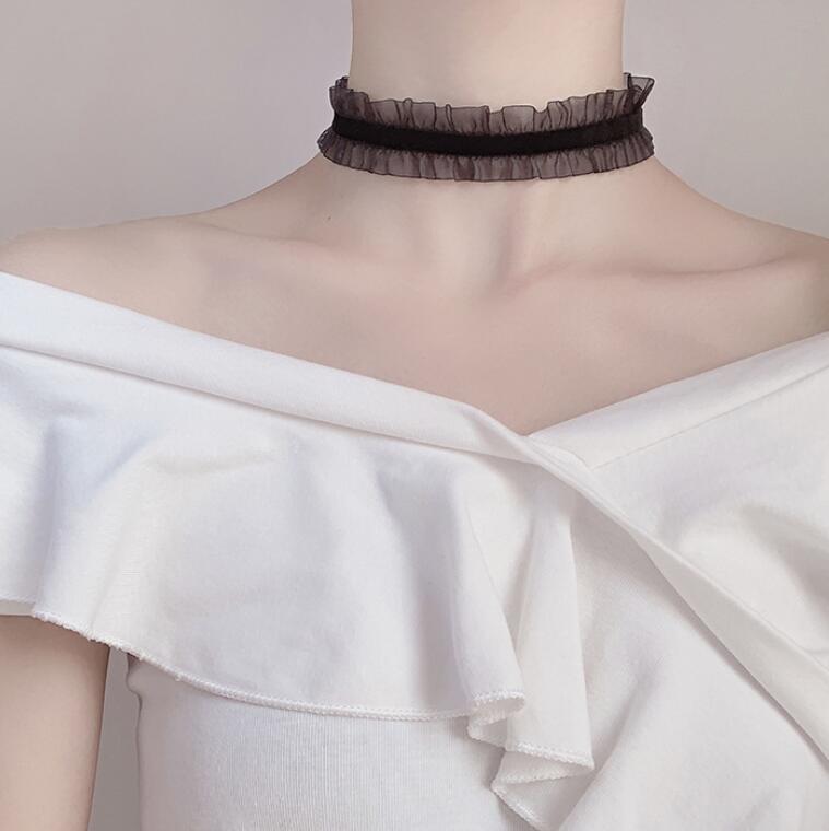 Ruffled Clavicle Chain Female Trendy Collar Neck Necklace