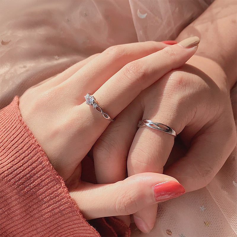 Avec amour, bagues de style coréen en argent sterling en soie bleue