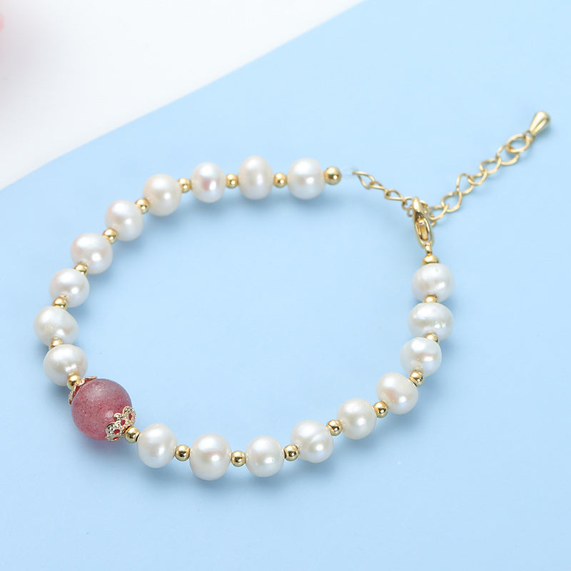 Natural Freshwater Pearl Crystal Design Korean Bracelets