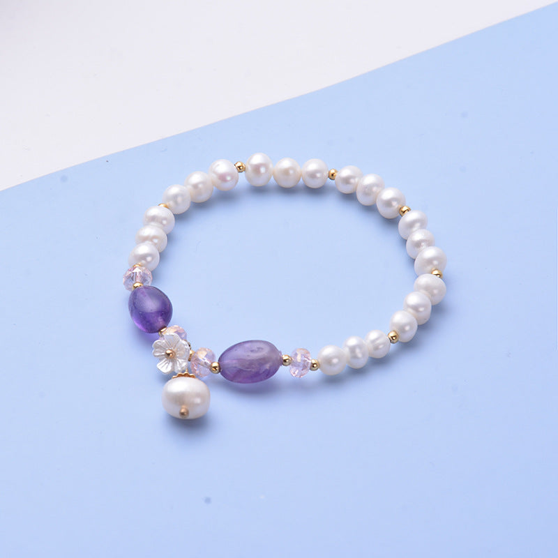 Natural Freshwater Pearl Crystal Design Korean Bracelets