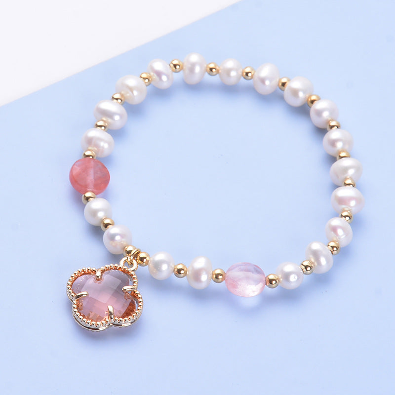 Natural Freshwater Pearl Crystal Design Korean Bracelets