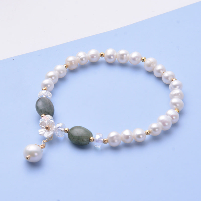 Natural Freshwater Pearl Crystal Design Korean Bracelets