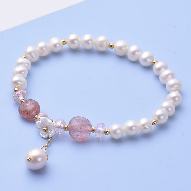 Natural Freshwater Pearl Crystal Design Korean Bracelets