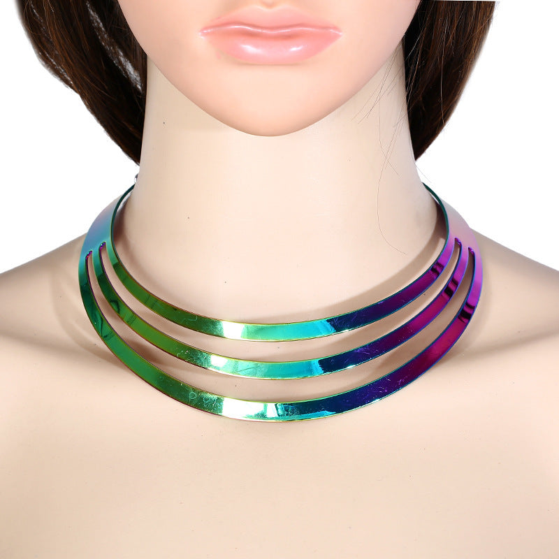 Women's Punk Metal Collar Exaggerated Glossy Sexy Necklaces