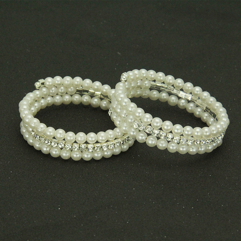 Bracelets en spirale de perles de strass personnalisés à la mode pour femmes