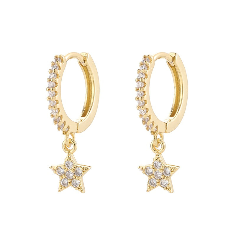 Women's Sier Korean Sweet Cute With Diamonds Personalized Creative Earrings