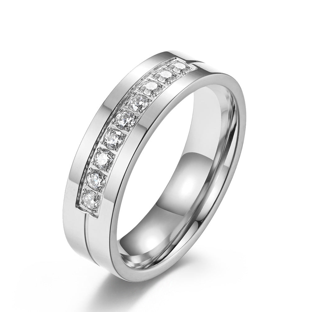 Bagues de mariage en acier inoxydable brillant simples pour couple de diamants en acier