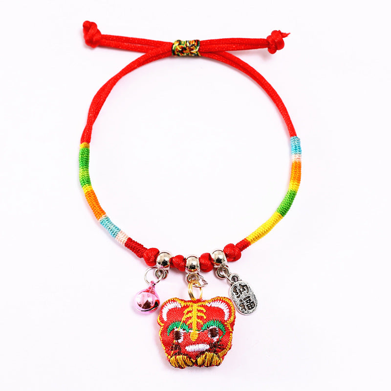 Children's Colorful Rope Hand-woven Blessing Naji Embroidery Tiger Head Gourd Small Bracelet
