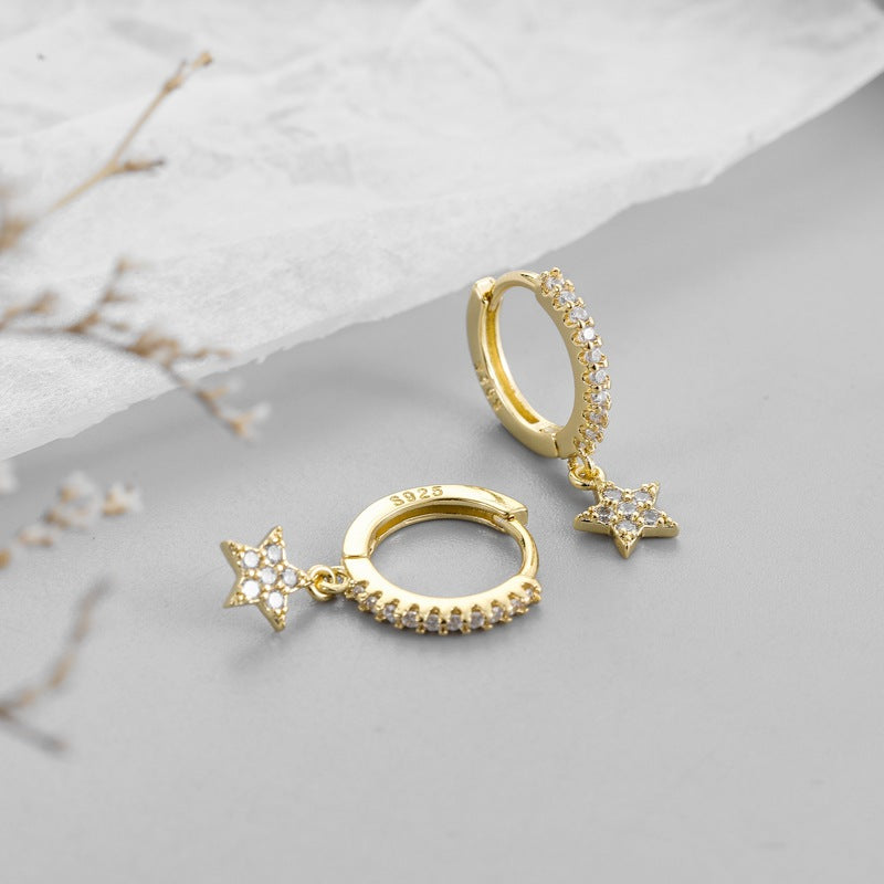 Boucles d'oreilles coréennes douces et mignonnes pour femmes, avec diamants, personnalisées et créatives