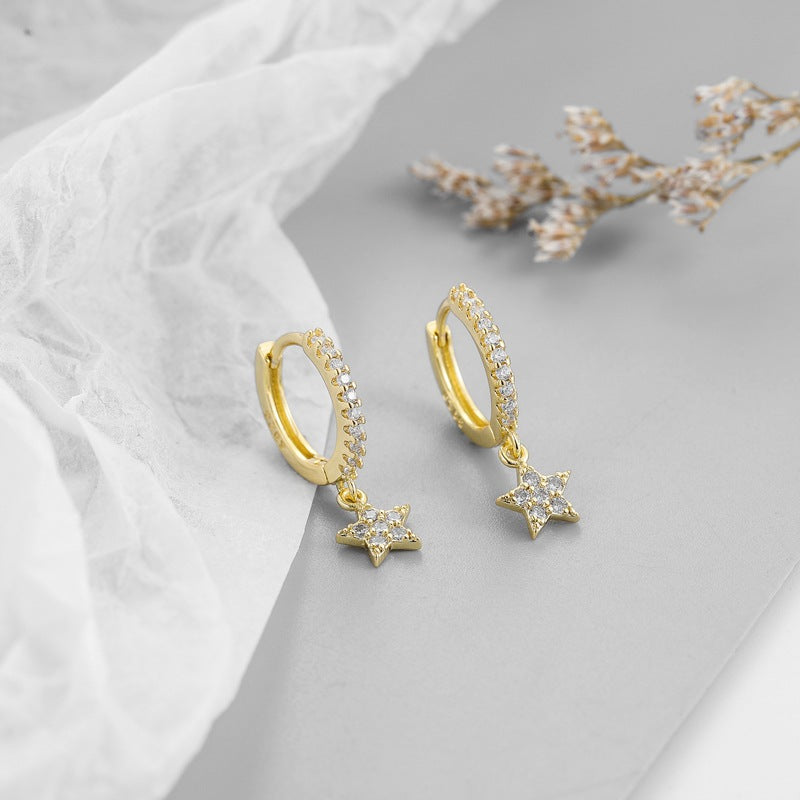 Boucles d'oreilles coréennes douces et mignonnes pour femmes, avec diamants, personnalisées et créatives